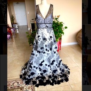 Marchesa Notte monogram evening dress